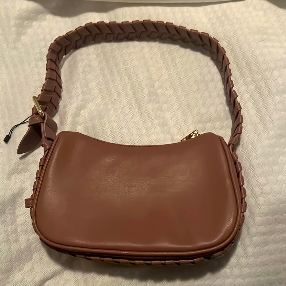 Women's Braided Strap Crossbody Bag in Dusty Rose pink
